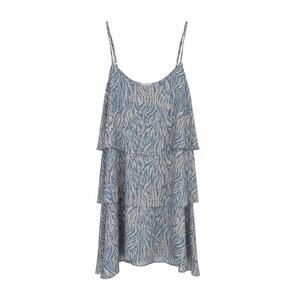 Hayden Los Angeles Blue Zebra Print Layered Dress Size L (Large 10/12) NWT